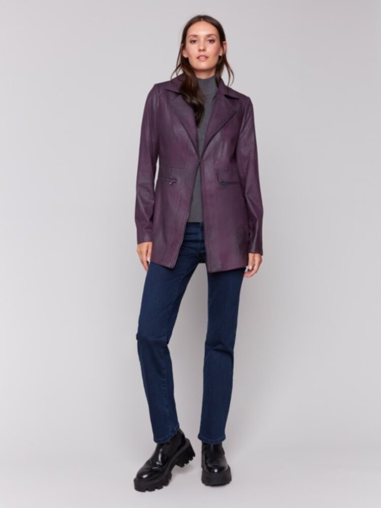 Charlie B Charlie B Long Faux Suede Moto Jacket W/ Zipper C6270R