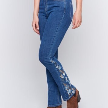 Charlie B Charlie B Embroidered Insert Side Bootcut Leg Pant C5574