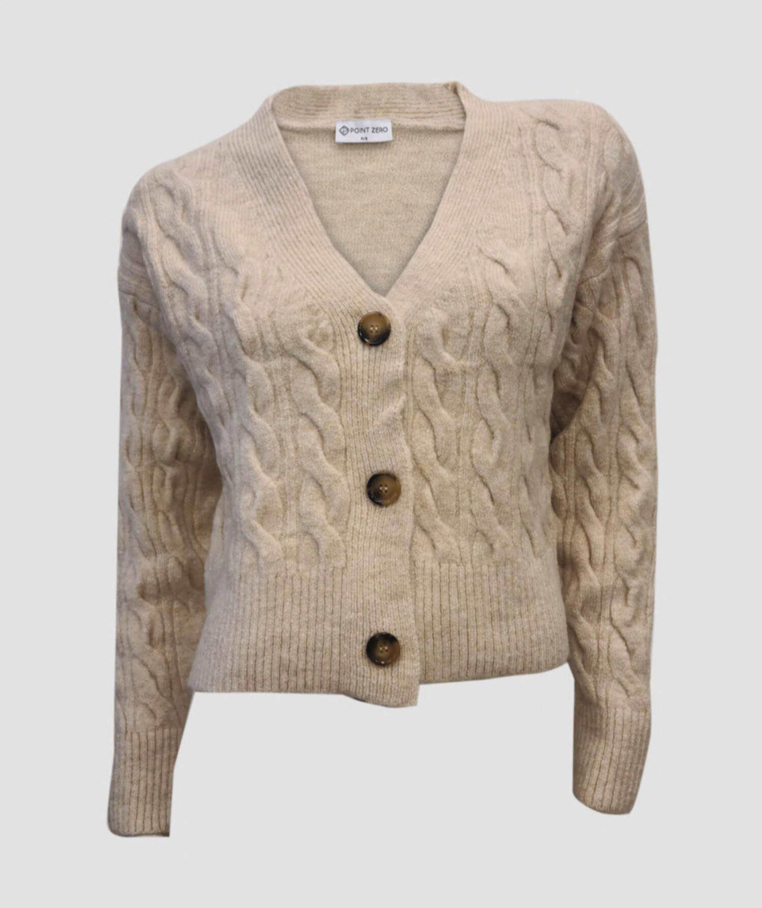Point Zero Point Zero Cable Knit Button Up Cardigan 8363064