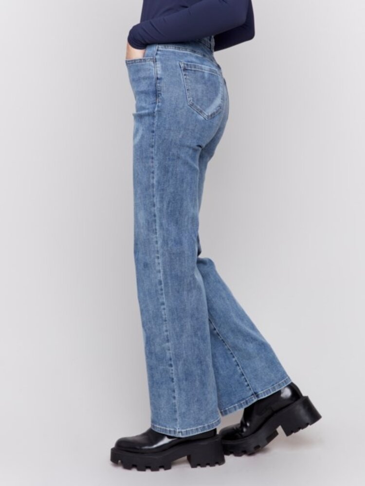 Charlie B Charlie B C5572 Flare Leg Pant w/ Painted Laser Heart