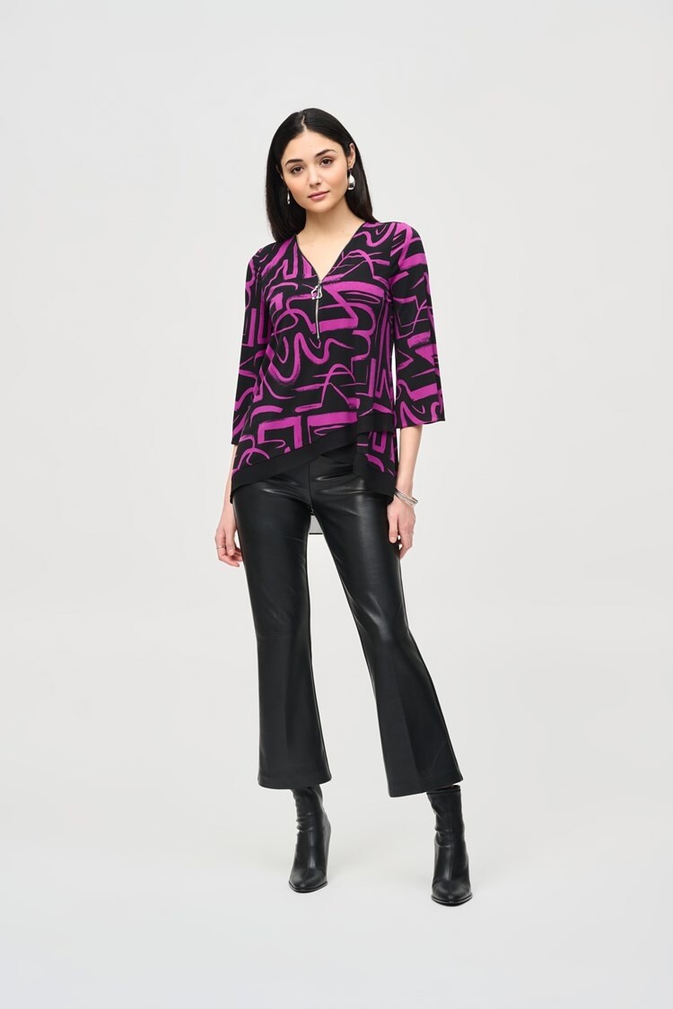 Joseph Ribkoff Joseph Ribkoff 243059 Silky Knit Abstract Print Flared Top