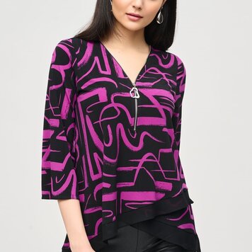 Joseph Ribkoff Joseph Ribkoff 243059 Silky Knit Abstract Print Flared Top