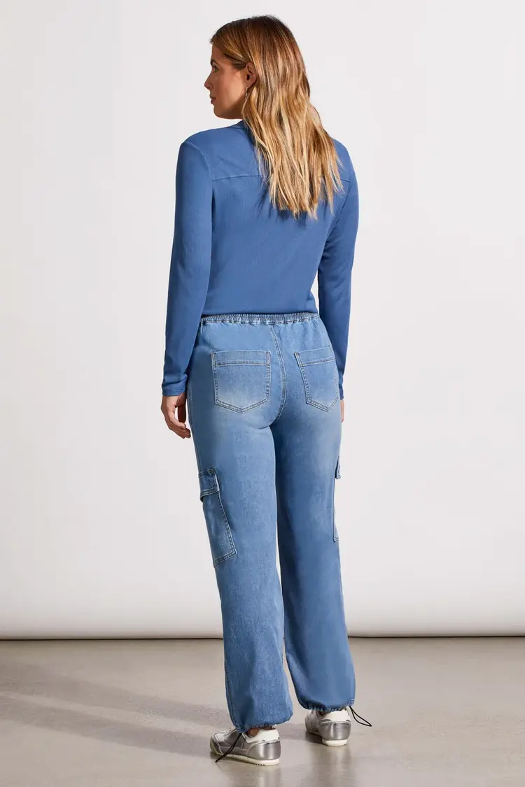 Tribal Tribal 5609O Audrey Jogger Wide Ankle Cargo w/ Elastic Waist