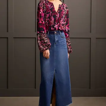 Tribal Tribal 5 Pocket Long Maxi Skirt W/ Front Slit 5598O