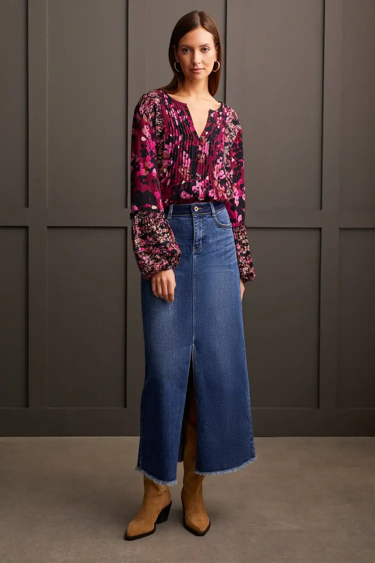 Tribal Tribal 5 Pocket Long Maxi Skirt W/ Front Slit 5598O