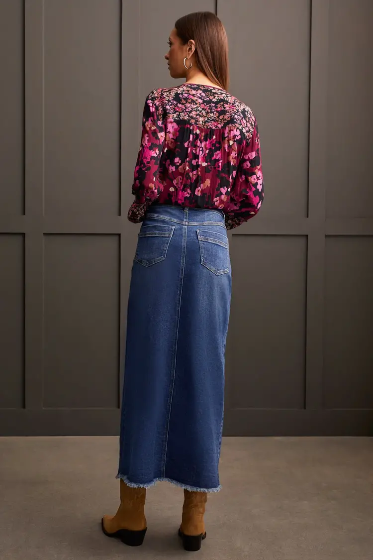 Tribal Tribal 5 Pocket Long Maxi Skirt W/ Front Slit 5598O