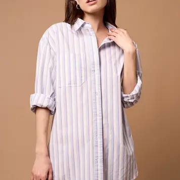 Tribal Tribal Loose Fit Button Up Shirt 5618O