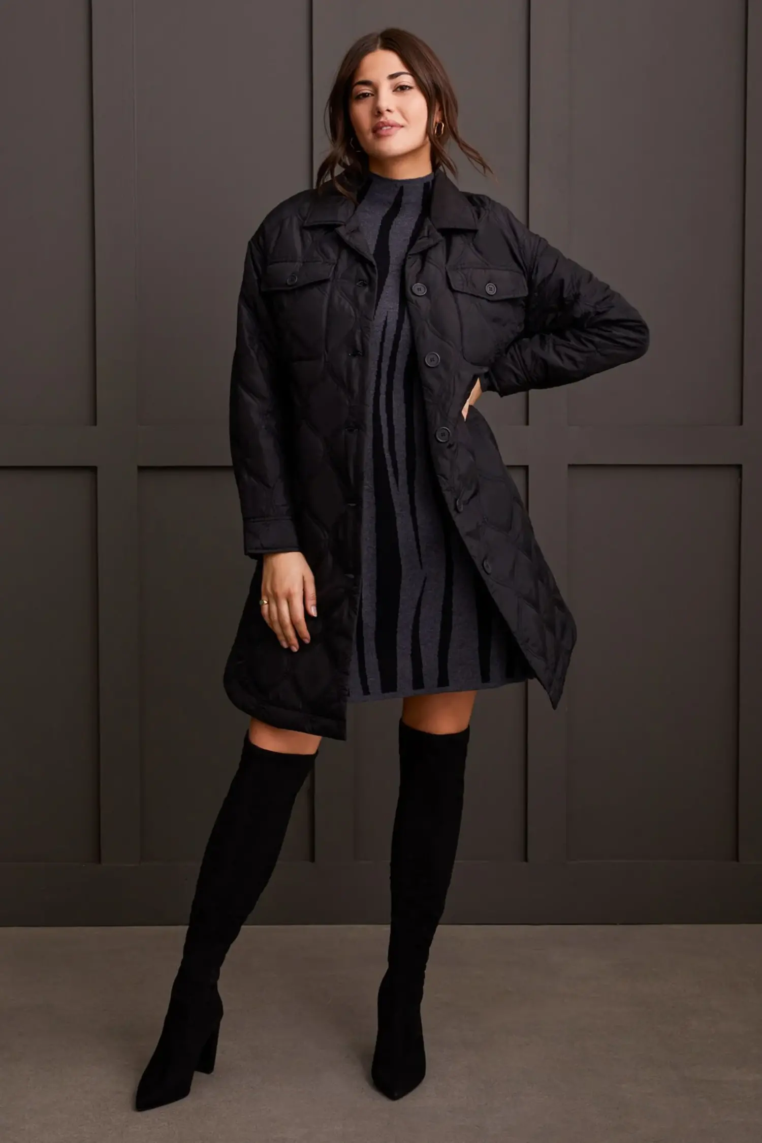 Tribal Long Quilted Button Front Jacket 5576O Main Street Clothing Company