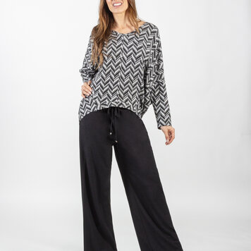 Pure Essence Pure Essence 210-2363 Bamboo Straigh Leg Pant with Pockets and Drawstring Waist