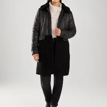 French Dressing Jeans FDJ 1869857 Long Mixed Media PU Coat