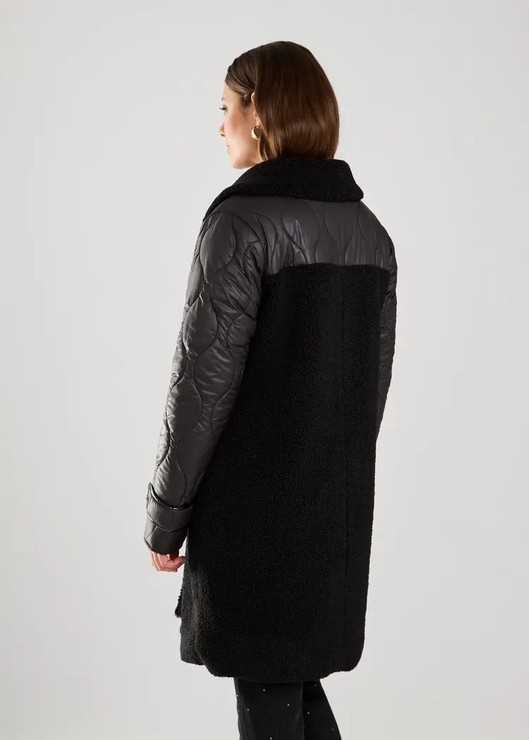 French Dressing Jeans FDJ 1869857 Long Mixed Media PU Coat