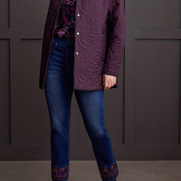 Tribal Tribal 5703O Audrey Pull On Embelished Straight Leg 28" Inseam