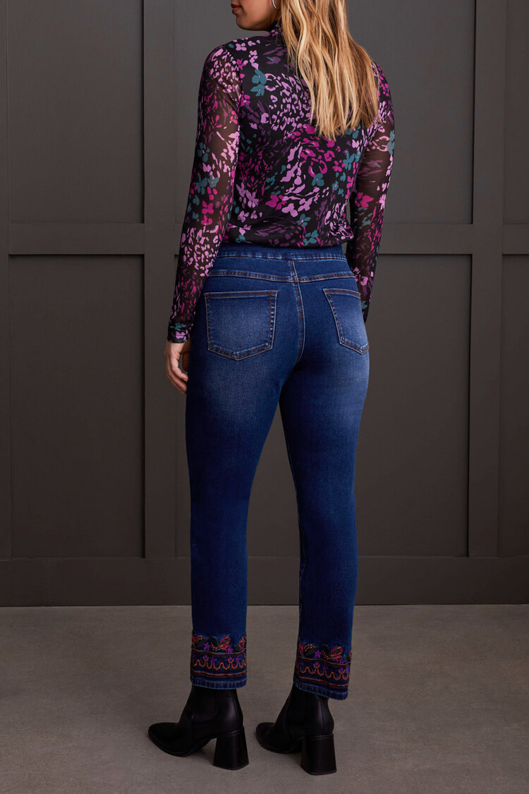 Tribal Tribal 5703O Audrey Pull On Embelished Straight Leg 28" Inseam