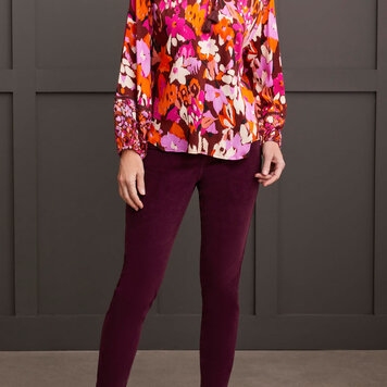 Tribal Tribal 5619O Printed Blouse with Tie at Neck