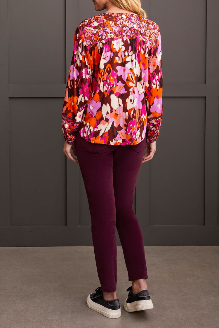 Tribal Tribal 5619O Printed Blouse with Tie at Neck