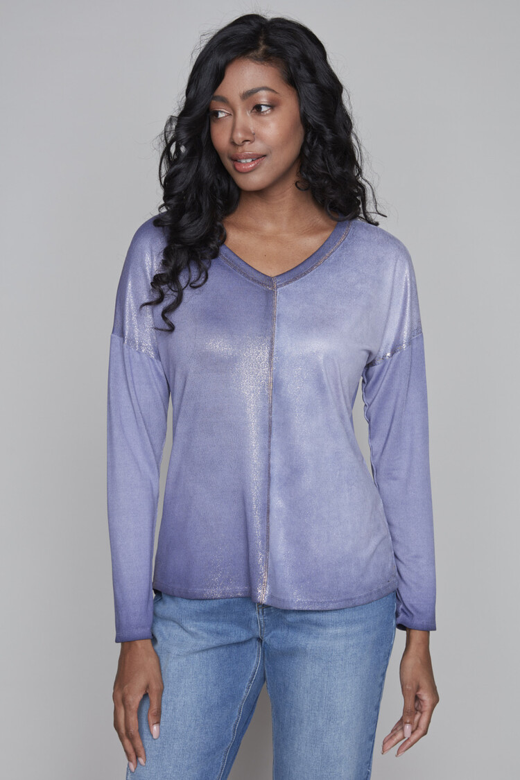 Carre Noir Carre Noir Knit Long Sleeve V Neck Top 7594