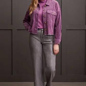 Tribal Tribal 5577O TEXTURED CORD SHACKET WITH PATCH POCKETS