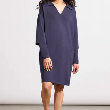 Tribal Tribal Long Sleeve Polo Dress W/ Pockets 1863O