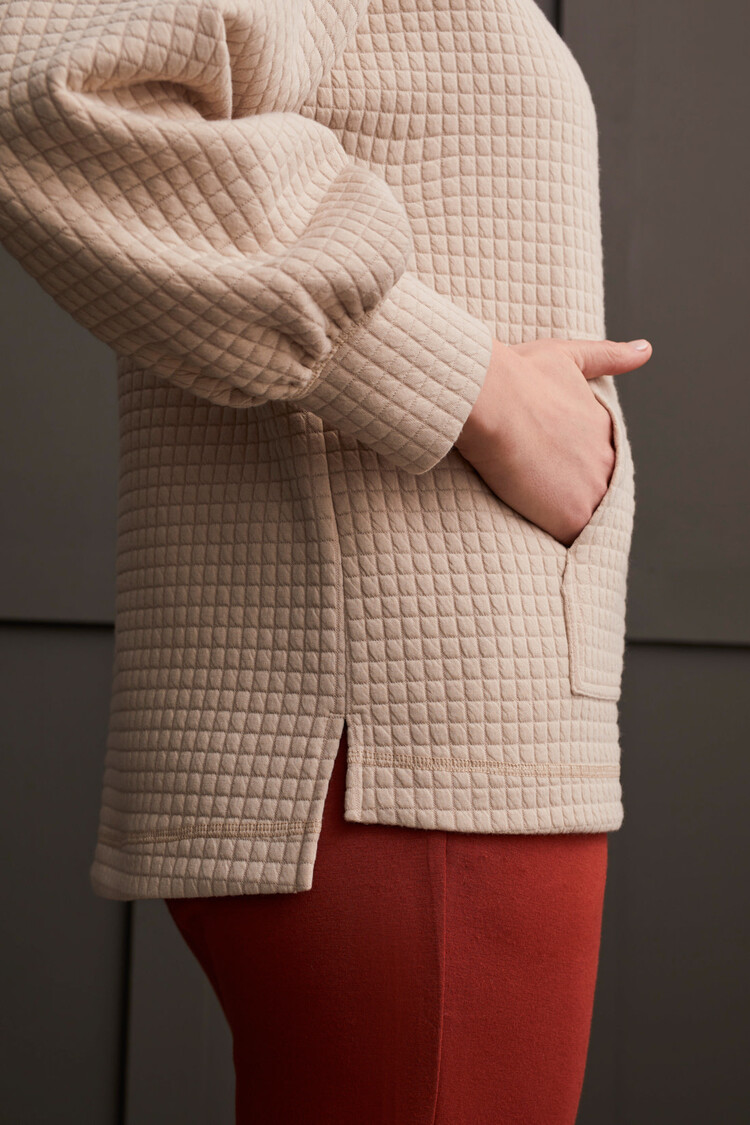 Tribal Tribal 1954O Quilted Kangaroo Pocket Top with 1/2 Zip