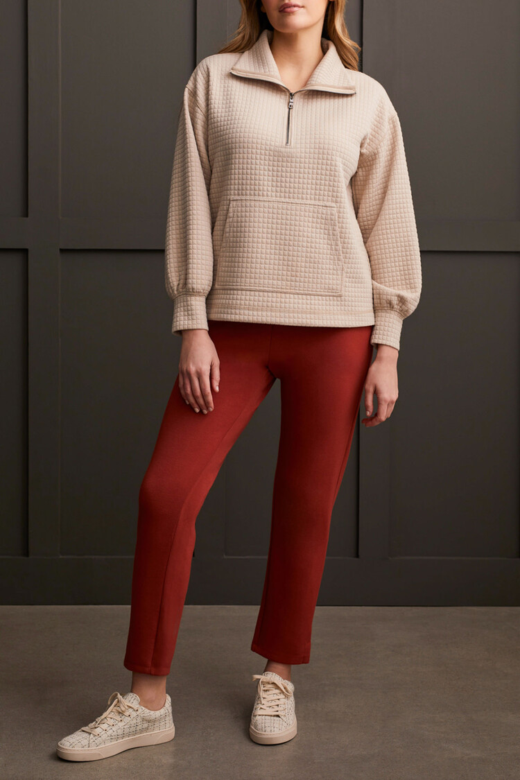 Tribal Tribal 1954O Quilted Kangaroo Pocket Top with 1/2 Zip