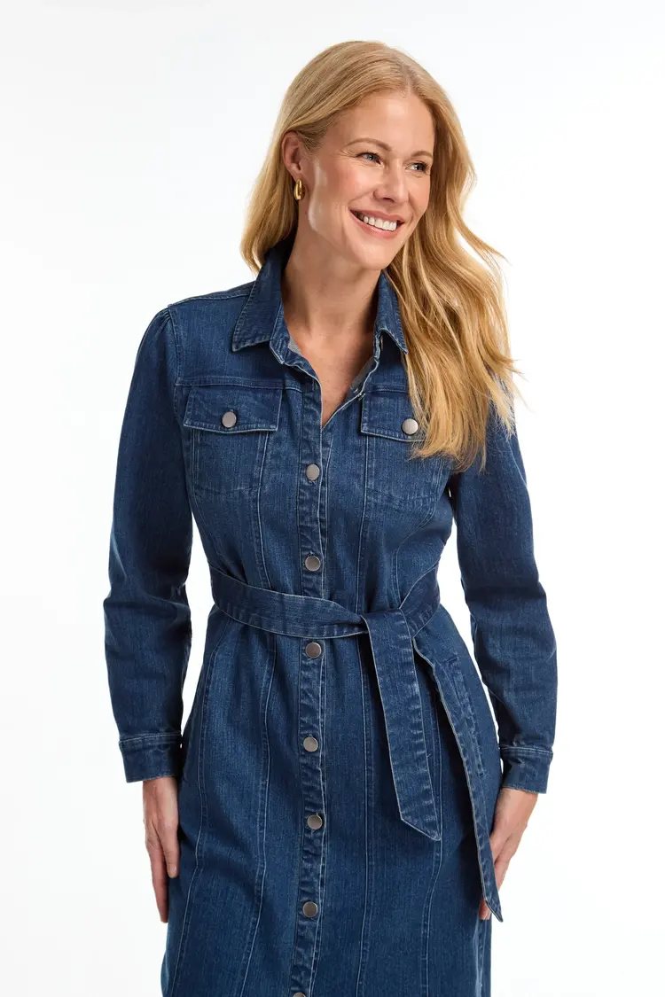French Dressing Jeans FDJ 7697667 Midi Denim Dress with Belt
