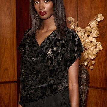 Joseph Ribkoff Joseph Ribkoff 244001 Silky Knit And Foiled Velvet Jumpsuit