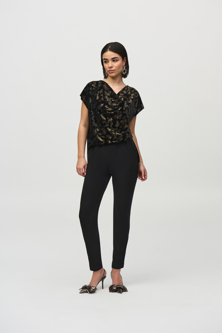 Joseph Ribkoff Joseph Ribkoff 244001 Silky Knit And Foiled Velvet Jumpsuit