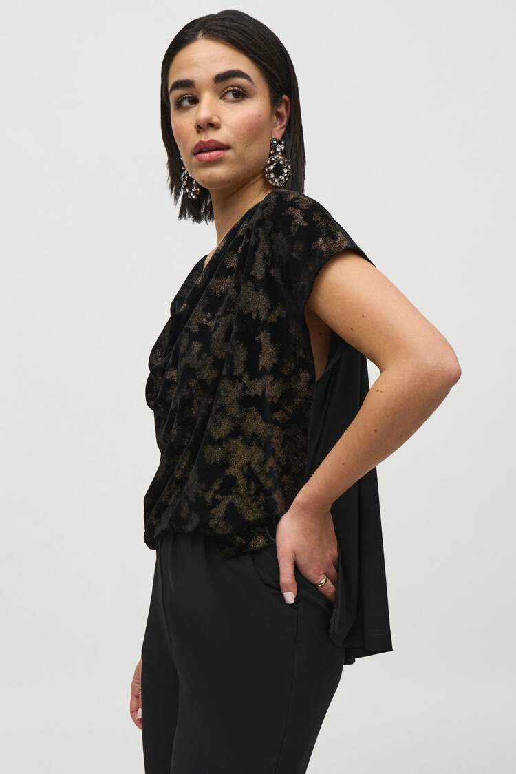 Joseph Ribkoff Joseph Ribkoff 244001 Silky Knit And Foiled Velvet Jumpsuit