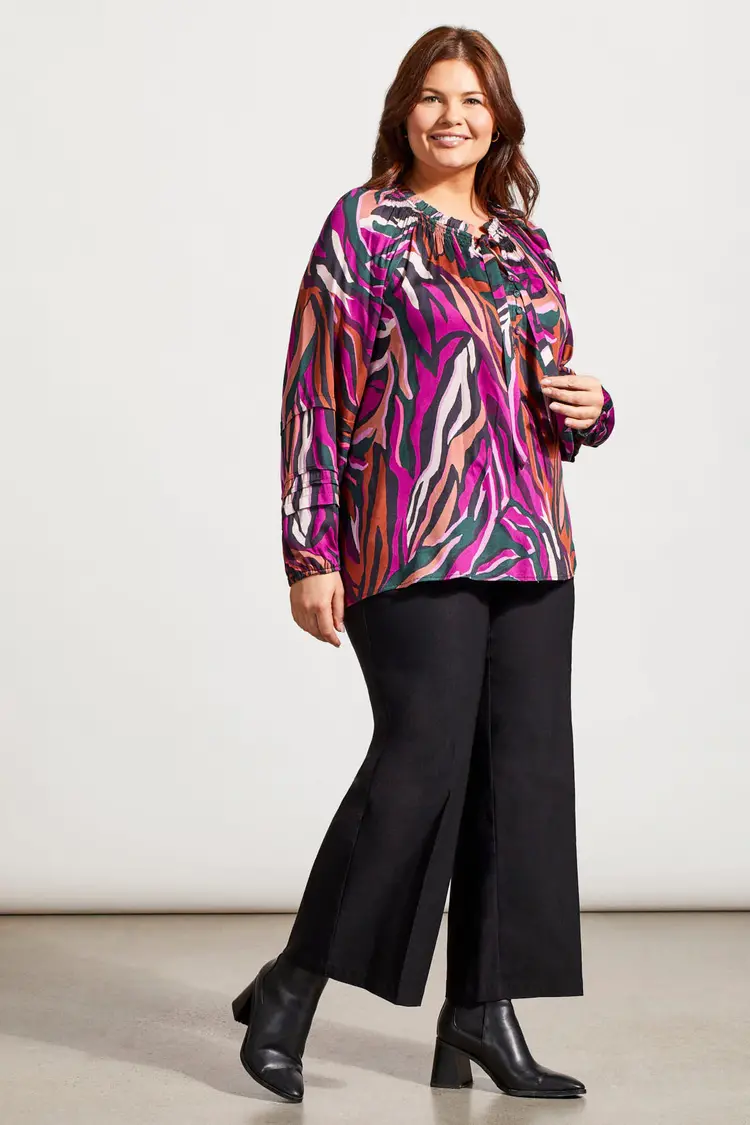 Tribal Tribal Size Inclusive Raglan Sleeve Blouse W/ Pleat Details 5681V