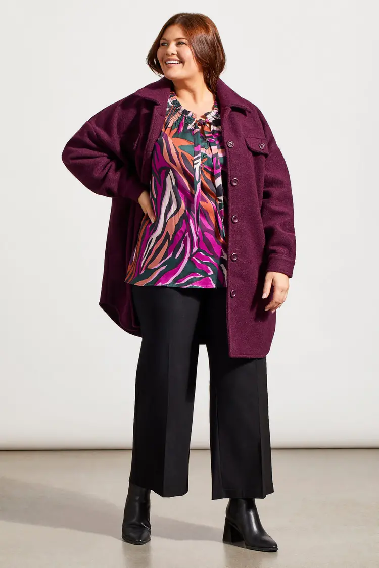 Tribal Tribal Size Inclusive Raglan Sleeve Blouse W/ Pleat Details 5681V