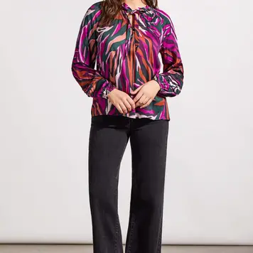 Tribal Tribal Raglan Sleeve Blouse W/ Pleat Details 5681O