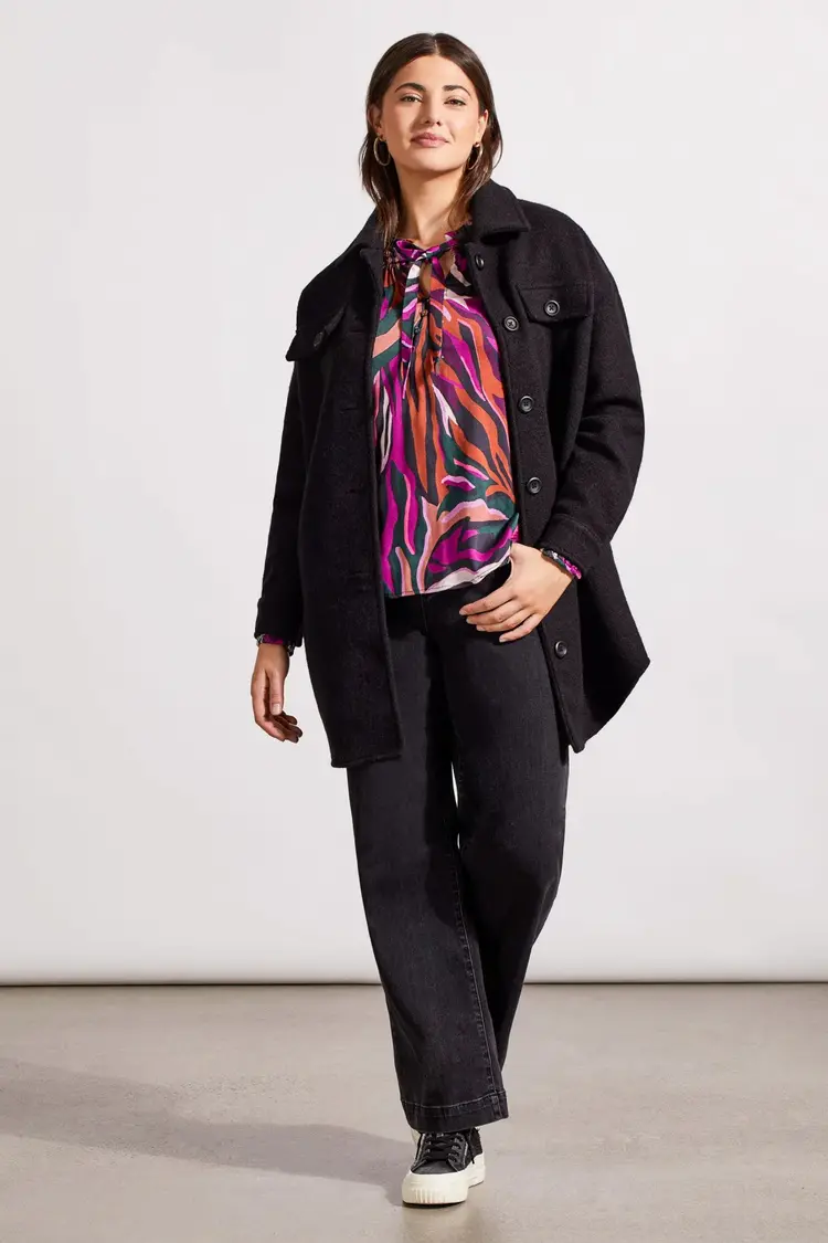 Tribal Tribal Raglan Sleeve Blouse W/ Pleat Details 5681O