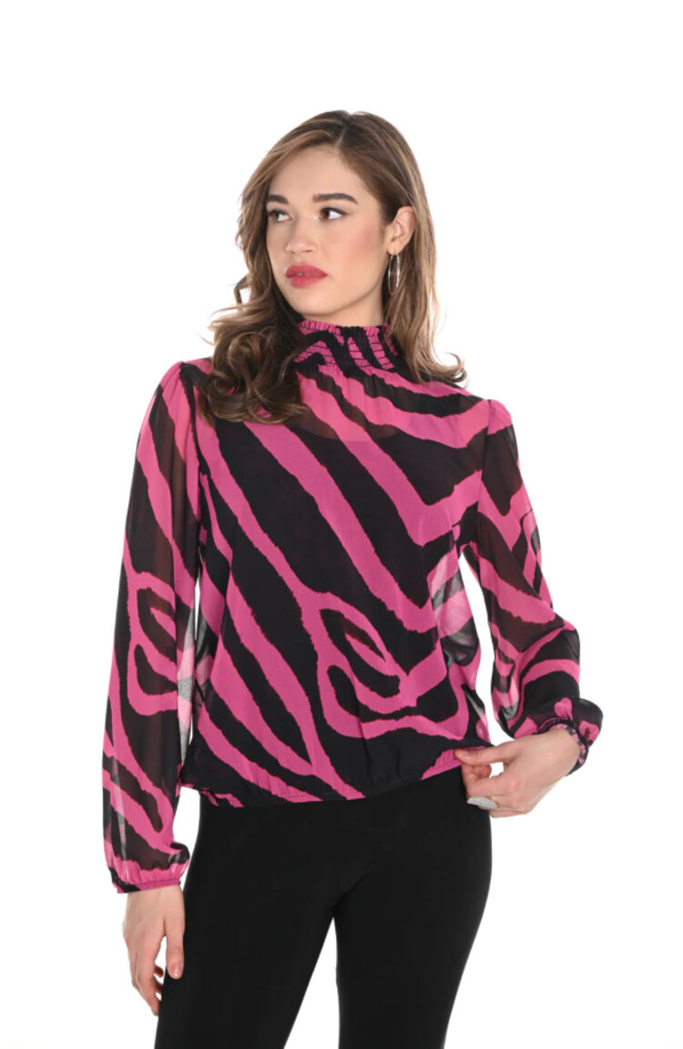 Frank Lyman Frank Lyman Woven Turtle Neck Long Sleeve Top 244170