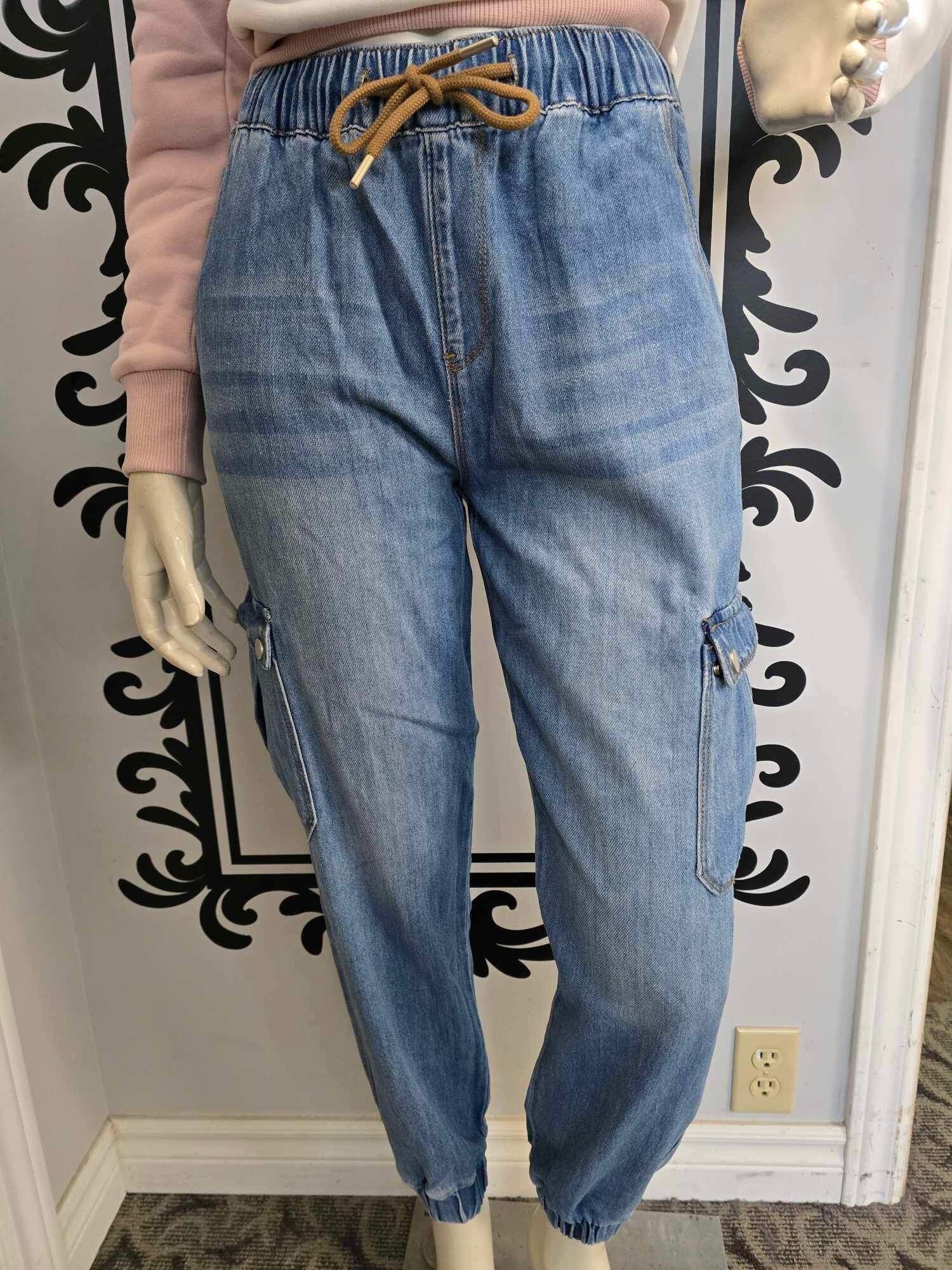 Pink Martini Simone Denim Pants W/ Tie Up Waist PA-2489 Main