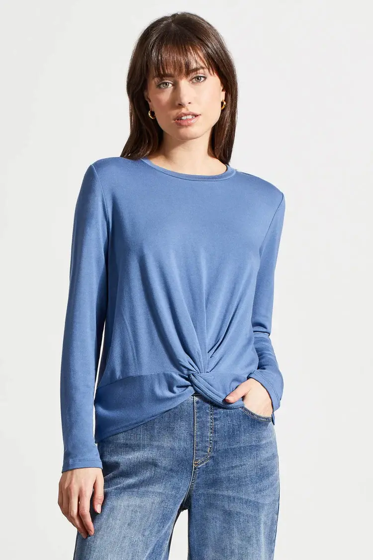 Tribal Tribal Crew Neck Top W/ Faux Knot Detail 7947O