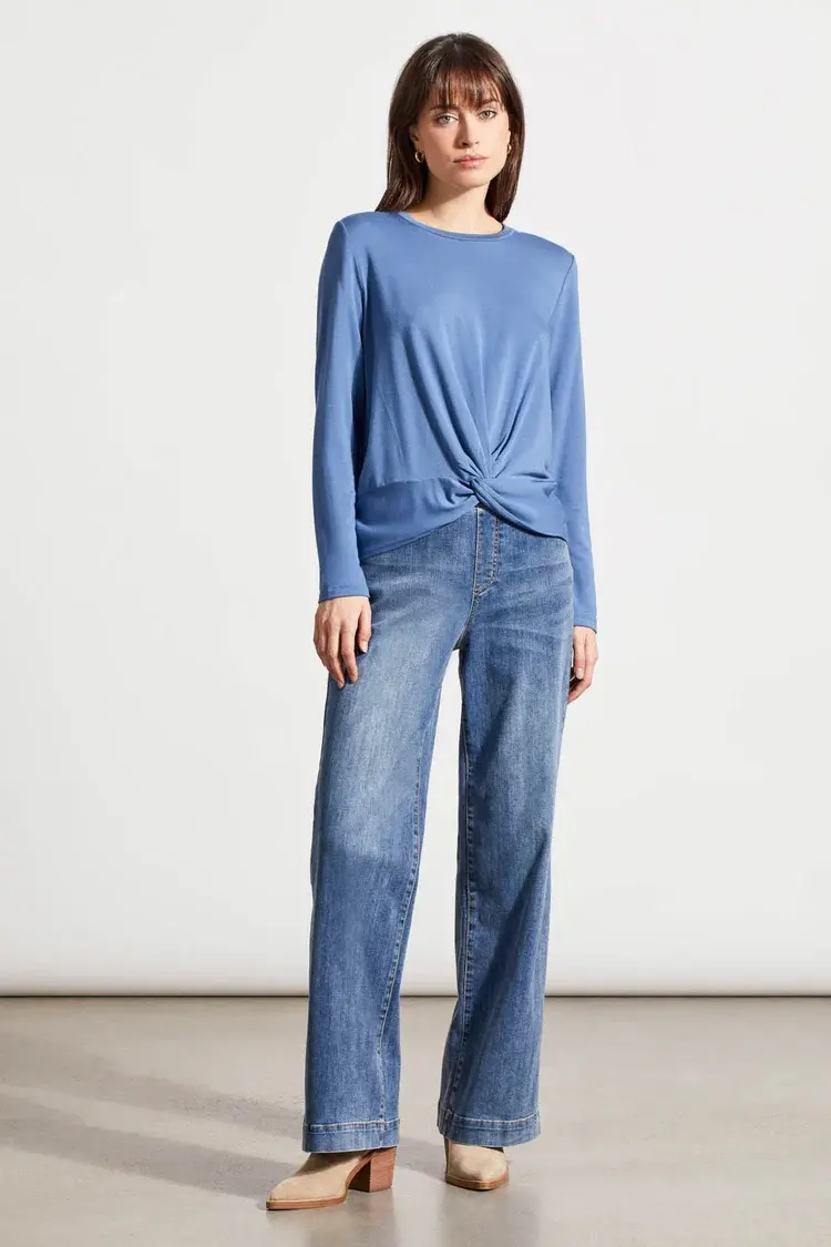 Tribal Tribal Crew Neck Top W/ Faux Knot Detail 7947O