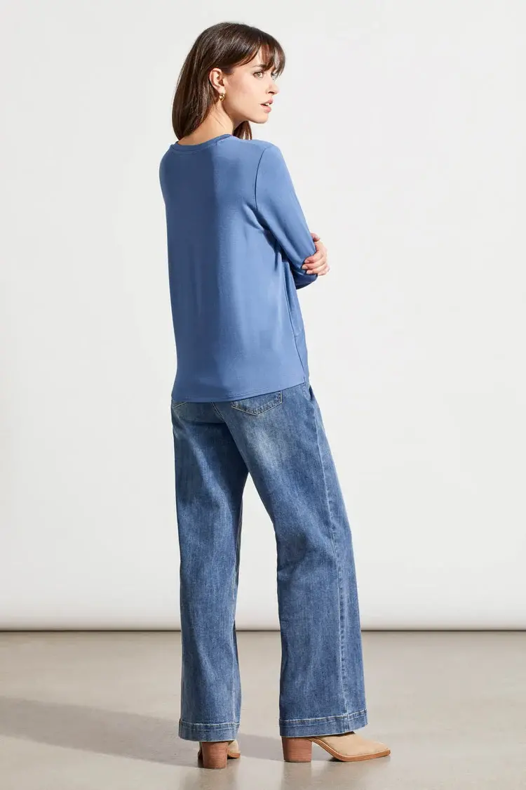 Tribal Tribal Crew Neck Top W/ Faux Knot Detail 7947O