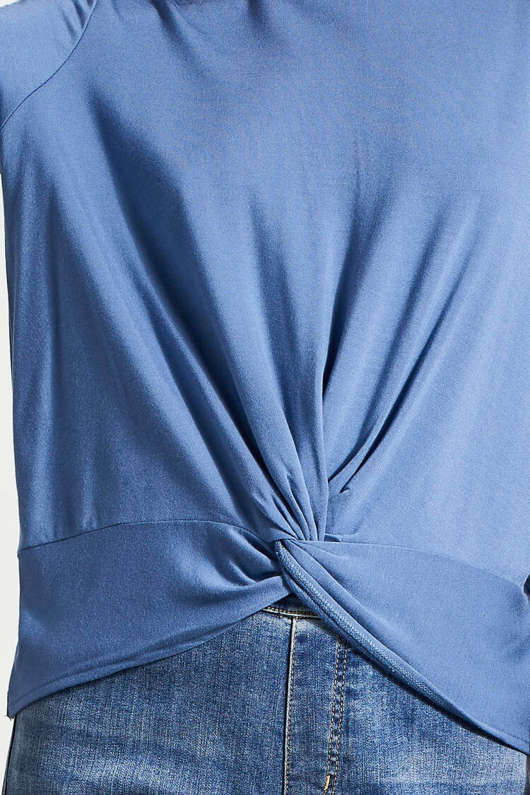 Tribal Tribal Crew Neck Top W/ Faux Knot Detail 7947O