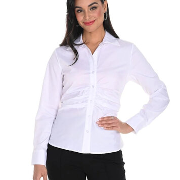 Frank Lyman Frank Lyman 244676U Woven Button Down Blouse with Front Rushing