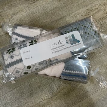 Lemon Lemon 3 Pack Non Terry Tootsie Roll Foam Crew Socks L-7293TR