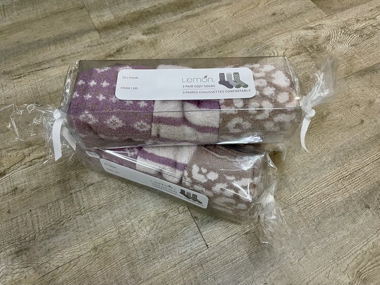 Lemon Lemon 3 Pack Non Terry Tootsie Roll Foam Crew Socks L-7293TR