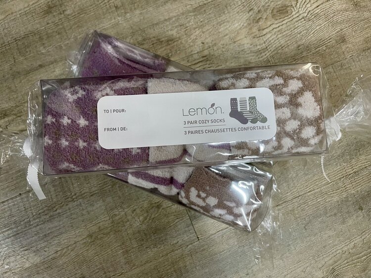 Lemon Lemon 3 Pack Non Terry Tootsie Roll Foam Crew Socks L-7293TR