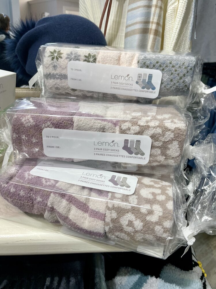 Lemon Lemon 3 Pack Non Terry Tootsie Roll Foam Crew Socks L-7293TR