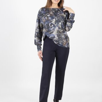 Pure Essence Pure Essence 150-4777 Printed Top with Cuff Sleeves