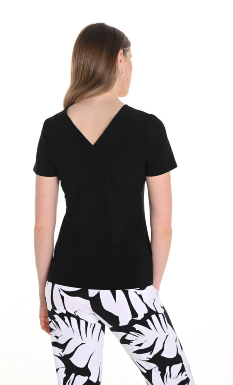 Frank Lyman Frank Lyman 256003 Short Sleeve Knit Blouse with Zipper Detail