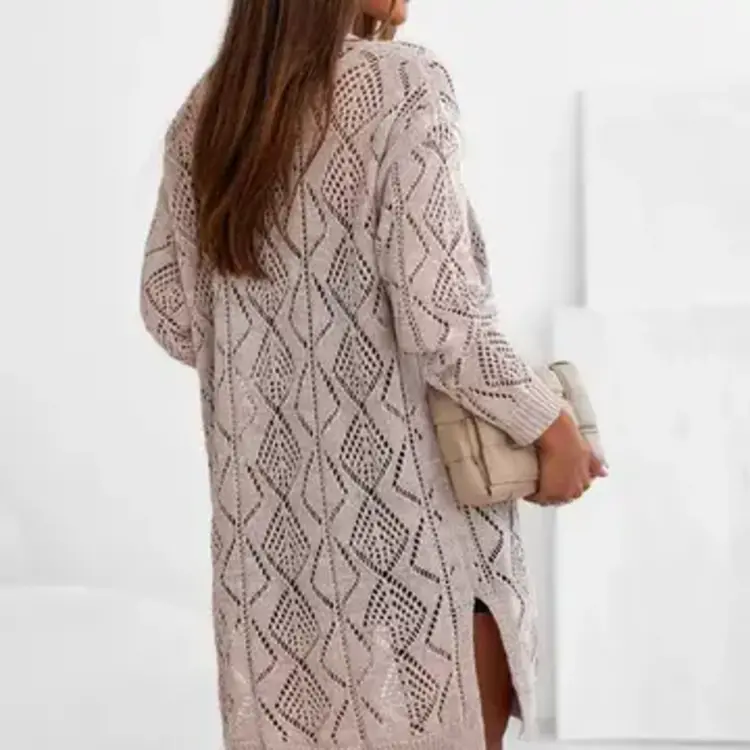 Hollow-Out Openwork Knit Cardigan