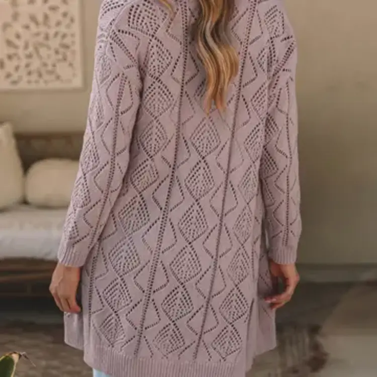 Hollow-Out Openwork Knit Cardigan