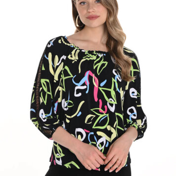 Frank Lyman Frank Lyman 256190 Knit Blouse with Abstract Print
