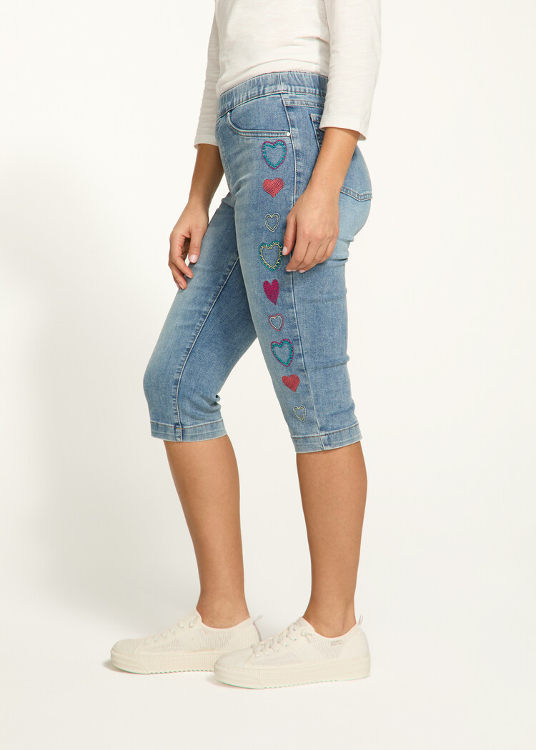 French Dressing Jeans French Dressing  Pull-On Pedal Pusher Jeans W/ Embroidered Detail 2210669