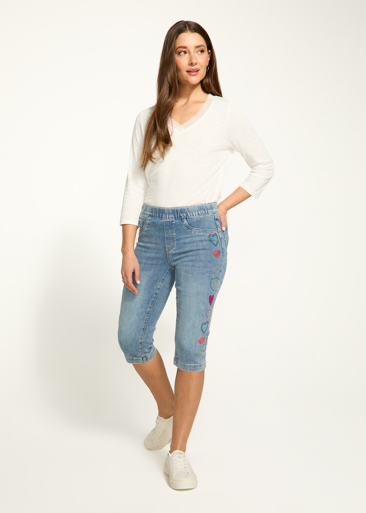 French Dressing Jeans French Dressing  Pull-On Pedal Pusher Jeans W/ Embroidered Detail 2210669
